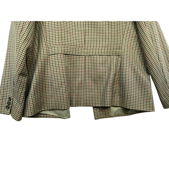 Talbots Womens Plaid Wool Jacket Size 16 Brown Cream Gingham Academia Scholar Ma - Picture 13 of 16